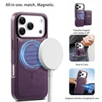 CASENEO For iPhone 18 Pro / 17 Pro Case with Foldable Kickstand TPU PU Leather PC Card Bag Magnetic Phone Cover  Compatible with MagSafe