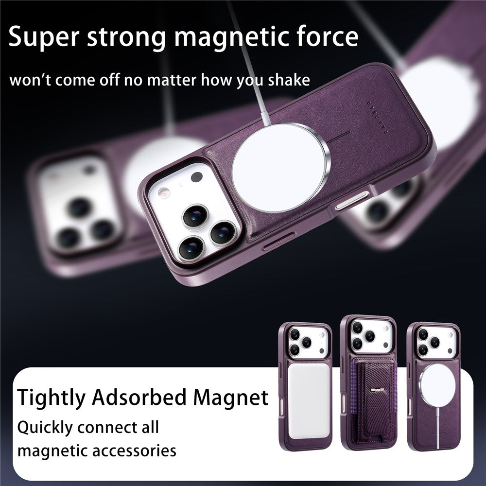 CASENEO For iPhone 18 Pro / 17 Pro Case with Foldable Kickstand TPU PU Leather PC Card Bag Magnetic Phone Cover  Compatible with MagSafe