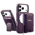 CASENEO For iPhone 18 Pro / 17 Pro Case with Foldable Kickstand TPU PU Leather PC Card Bag Magnetic Phone Cover  Compatible with MagSafe
