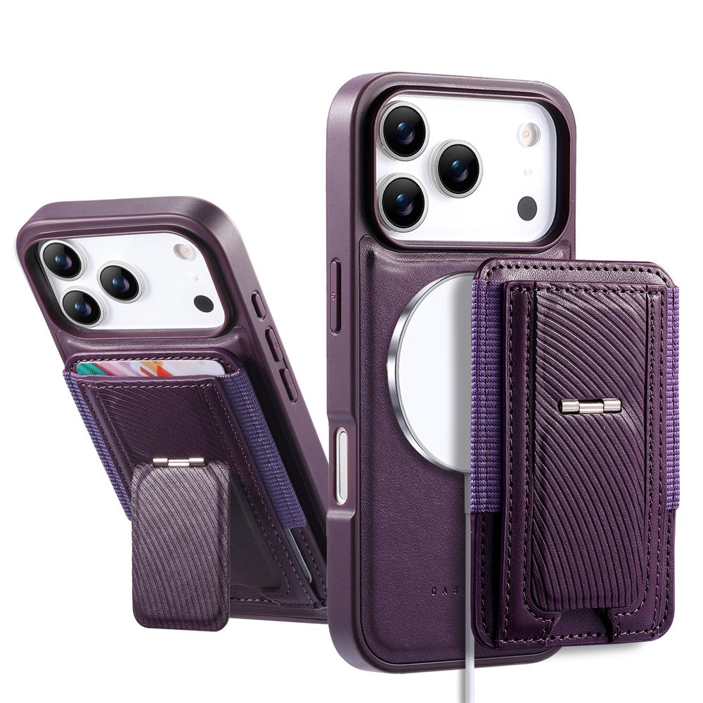 CASENEO For iPhone 18 Pro / 17 Pro Case with Foldable Kickstand TPU PU Leather PC Card Bag Magnetic Phone Cover  Compatible with MagSafe