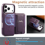 CASENEO For iPhone 18 Pro / 17 Pro Case with Foldable Kickstand TPU PU Leather PC Card Bag Magnetic Phone Cover  Compatible with MagSafe