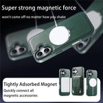 CASENEO For iPhone 17 Magnetic Case with Detachable Card Slot TPU PU Leather Silicone Wristband PC Drop-proof Phone Cover Compatible with MagSafe