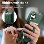 CASENEO For iPhone 17 Magnetic Case with Detachable Card Slot TPU PU Leather Silicone Wristband PC Drop-proof Phone Cover Compatible with MagSafe