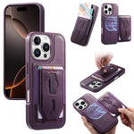 CASENEO For iPhone 16 Pro Magnetic Case with Detachable Card Slot TPU PU Leather Silicone Wristband PC Drop-proof Phone Cover Compatible with MagSafe