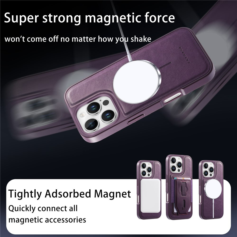 CASENEO For iPhone 16 Pro Magnetic Case with Detachable Card Slot TPU PU Leather Silicone Wristband PC Drop-proof Phone Cover Compatible with MagSafe