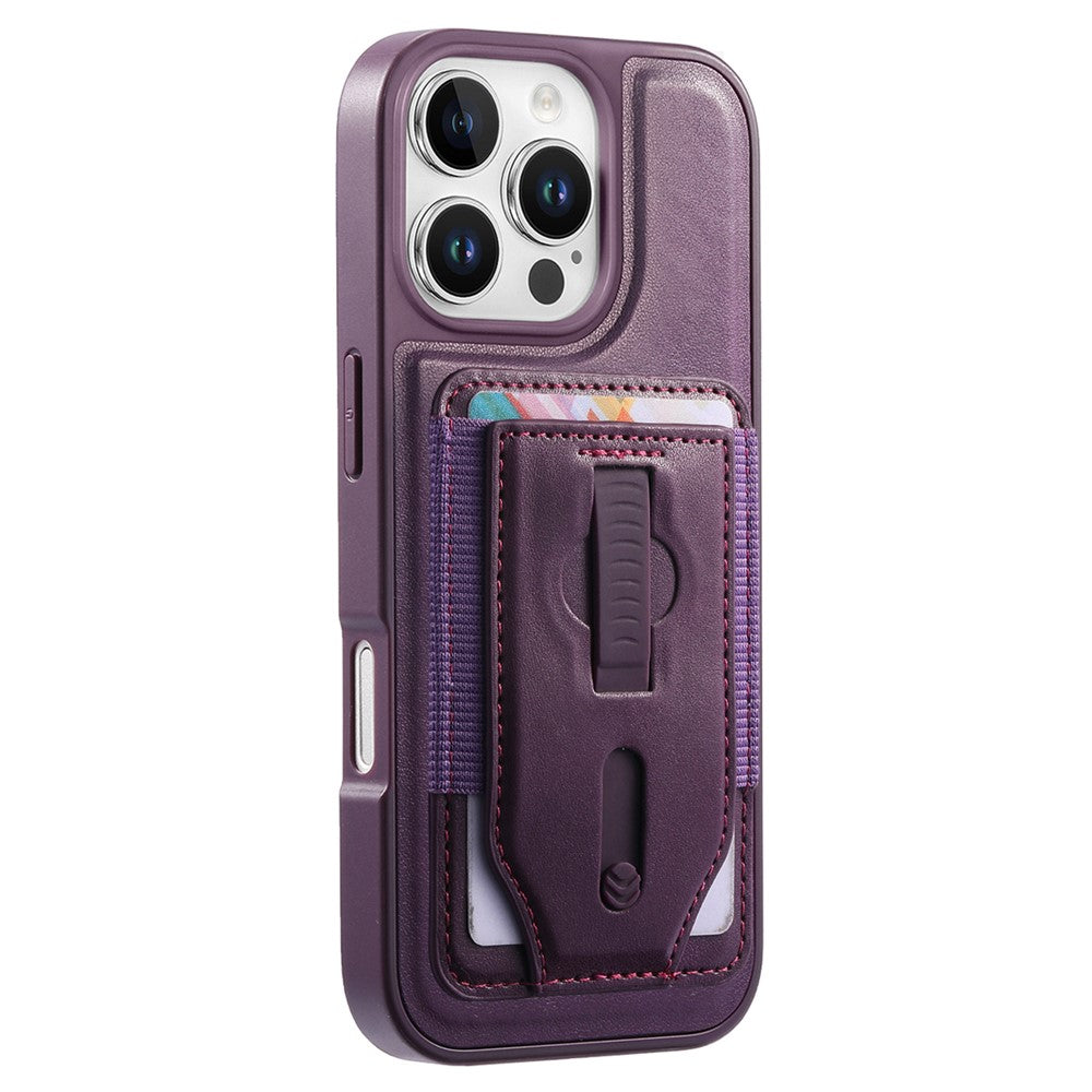 CASENEO For iPhone 16 Pro Magnetic Case with Detachable Card Slot TPU PU Leather Silicone Wristband PC Drop-proof Phone Cover Compatible with MagSafe
