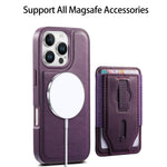 CASENEO For iPhone 16 Pro Magnetic Case with Detachable Card Slot TPU PU Leather Silicone Wristband PC Drop-proof Phone Cover Compatible with MagSafe