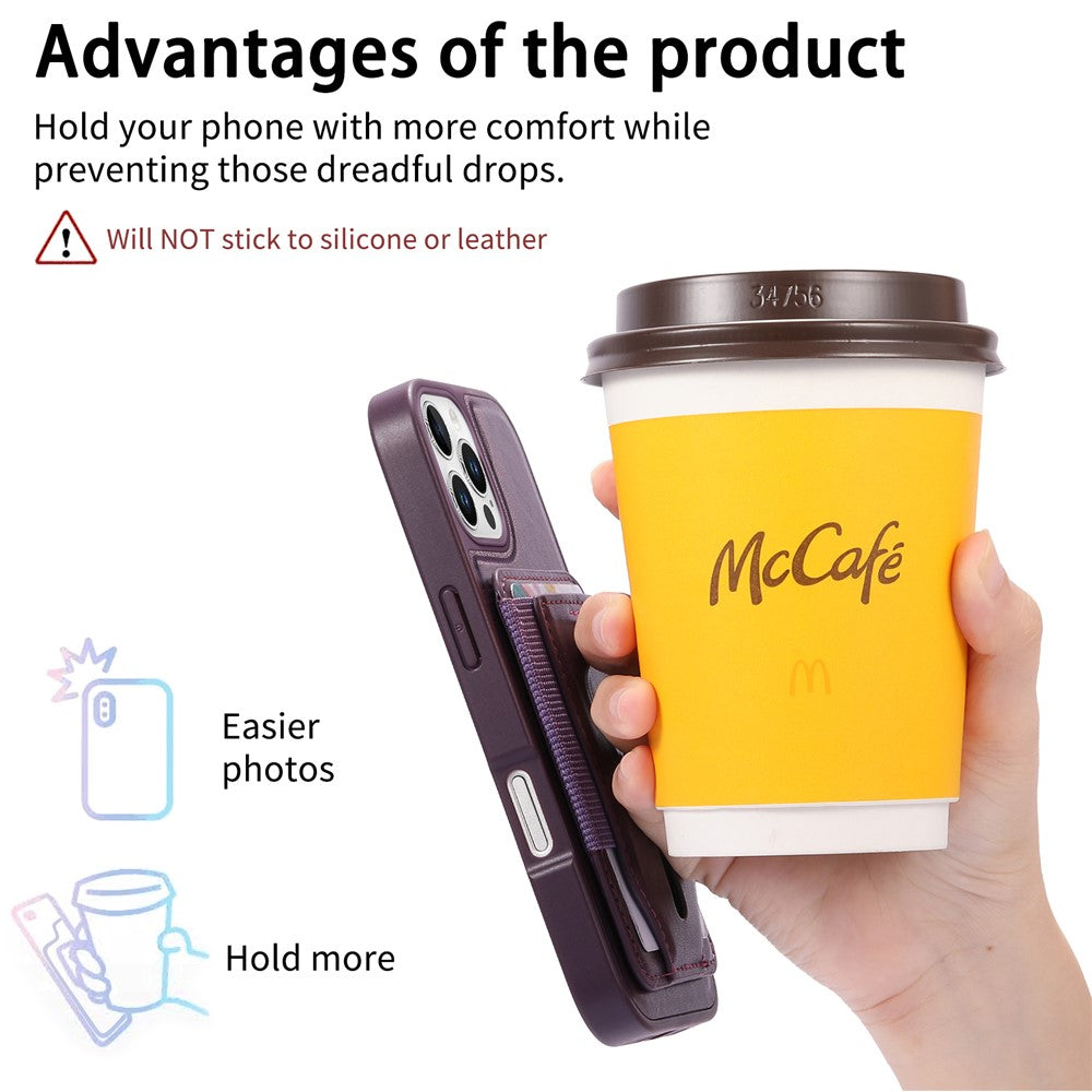 CASENEO For iPhone 16 Pro Magnetic Case with Detachable Card Slot TPU PU Leather Silicone Wristband PC Drop-proof Phone Cover Compatible with MagSafe