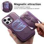 CASENEO For iPhone 16 Pro Magnetic Case with Detachable Card Slot TPU PU Leather Silicone Wristband PC Drop-proof Phone Cover Compatible with MagSafe