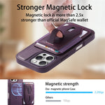 CASENEO For iPhone 16 Pro Magnetic Case with Detachable Card Slot TPU PU Leather Silicone Wristband PC Drop-proof Phone Cover Compatible with MagSafe