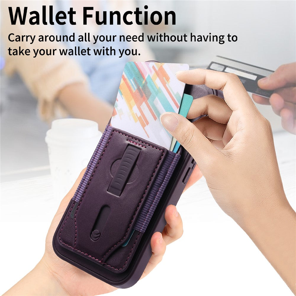 CASENEO For iPhone 16 Pro Magnetic Case with Detachable Card Slot TPU PU Leather Silicone Wristband PC Drop-proof Phone Cover Compatible with MagSafe