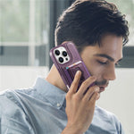 CASENEO For iPhone 16 Pro Magnetic Case with Detachable Card Slot TPU PU Leather Silicone Wristband PC Drop-proof Phone Cover Compatible with MagSafe