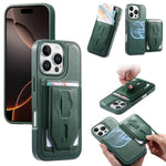 CASENEO For iPhone 16 Pro Magnetic Case with Detachable Card Slot TPU PU Leather Silicone Wristband PC Drop-proof Phone Cover Compatible with MagSafe