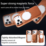 CASENEO For iPhone 17 Pro Max Magnetic Case with Detachable Card Slot TPU PU Leather Silicone Wristband PC Drop-proof Phone Cover Compatible with MagSafe