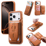 CASENEO For iPhone 17 Pro Max Magnetic Case with Detachable Card Slot TPU PU Leather Silicone Wristband PC Drop-proof Phone Cover Compatible with MagSafe