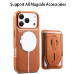 CASENEO For iPhone 17 Pro Max Magnetic Case with Detachable Card Slot TPU PU Leather Silicone Wristband PC Drop-proof Phone Cover Compatible with MagSafe