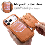 CASENEO For iPhone 17 Pro Max Magnetic Case with Detachable Card Slot TPU PU Leather Silicone Wristband PC Drop-proof Phone Cover Compatible with MagSafe