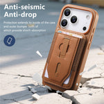 CASENEO For iPhone 17 Pro Max Magnetic Case with Detachable Card Slot TPU PU Leather Silicone Wristband PC Drop-proof Phone Cover Compatible with MagSafe