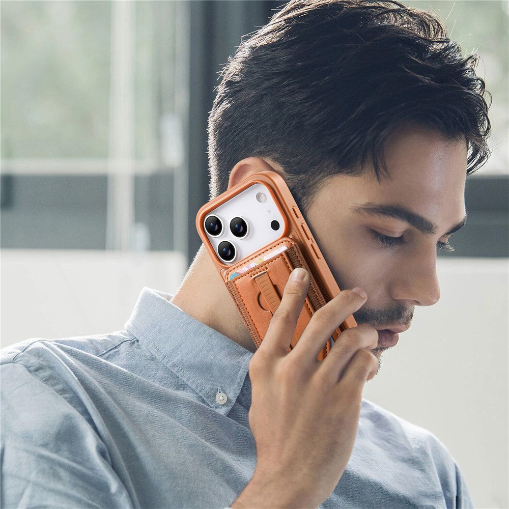 CASENEO For iPhone 17 Pro Max Magnetic Case with Detachable Card Slot TPU PU Leather Silicone Wristband PC Drop-proof Phone Cover Compatible with MagSafe