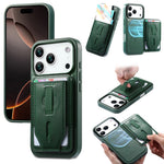 CASENEO For iPhone 17 Pro Max Magnetic Case with Detachable Card Slot TPU PU Leather Silicone Wristband PC Drop-proof Phone Cover Compatible with MagSafe