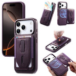 CASENEO For iPhone 17 Pro Max Magnetic Case with Detachable Card Slot TPU PU Leather Silicone Wristband PC Drop-proof Phone Cover Compatible with MagSafe
