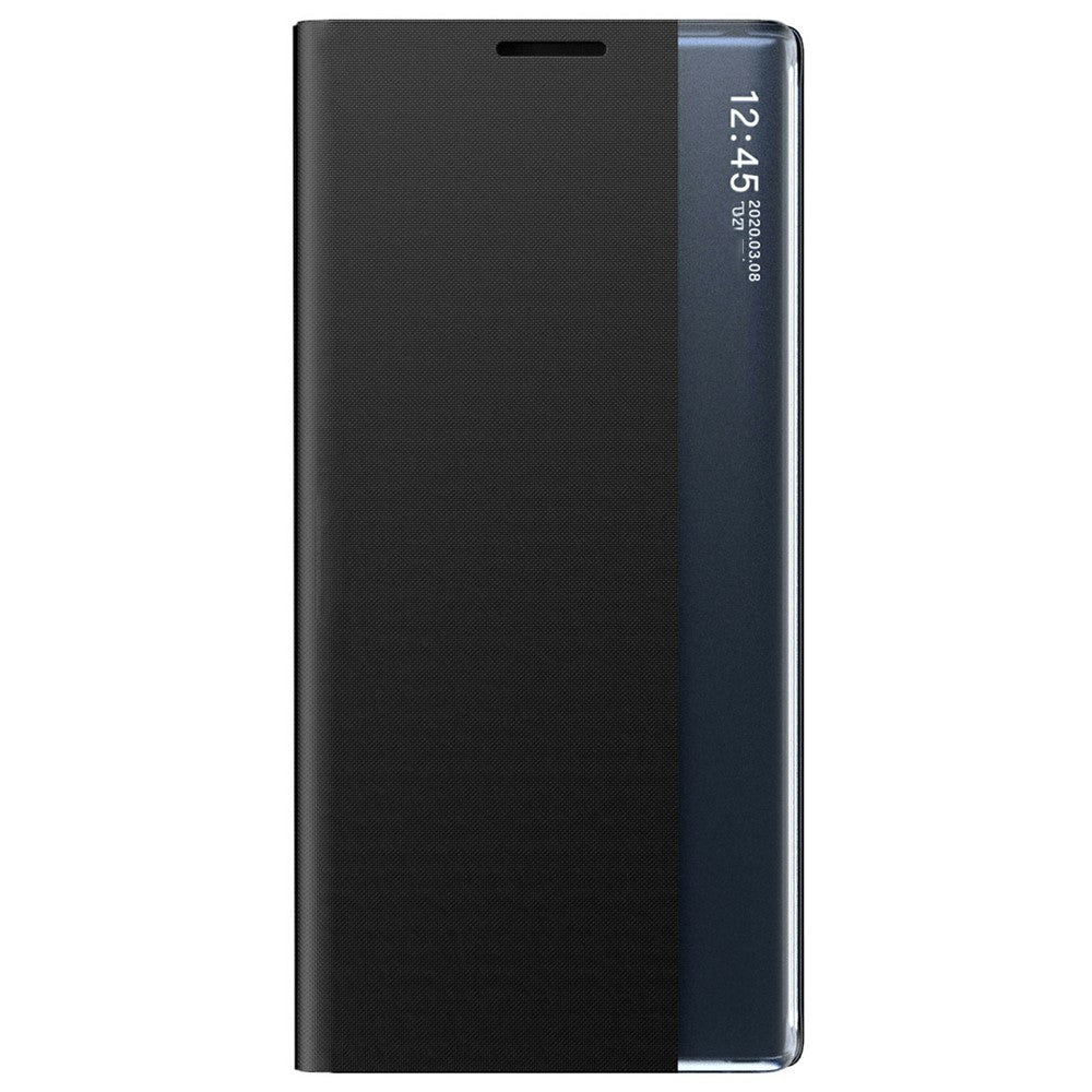 Samsung Galaxy S26-skal med utsiktsfönster, reptåligt PU-läder, fällbart stativ, mobilskal
