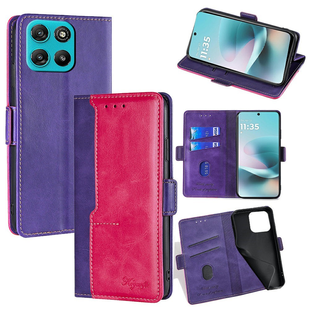 Til Motorola Moto G67 Power 5G Etui Kontrastfarvet Pung Læder Telefoncover