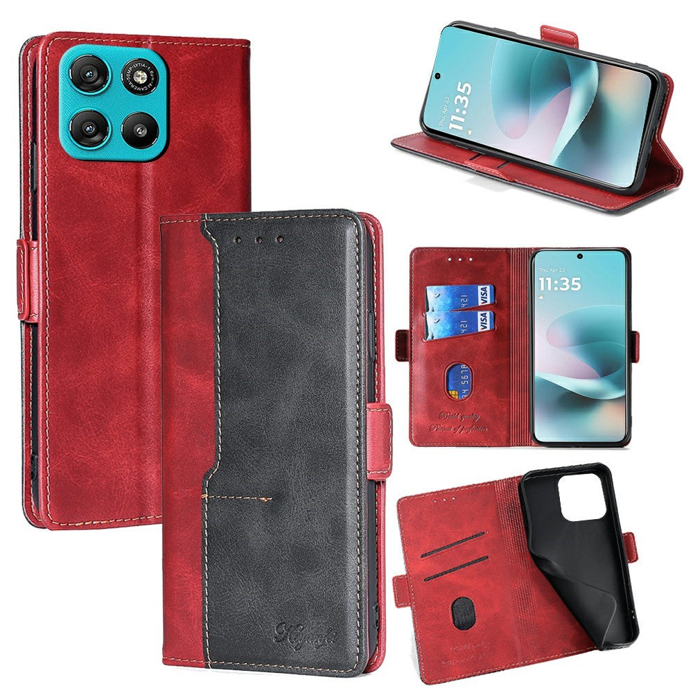 Til Motorola Moto G67 Power 5G Etui Kontrastfarvet Pung Læder Telefoncover