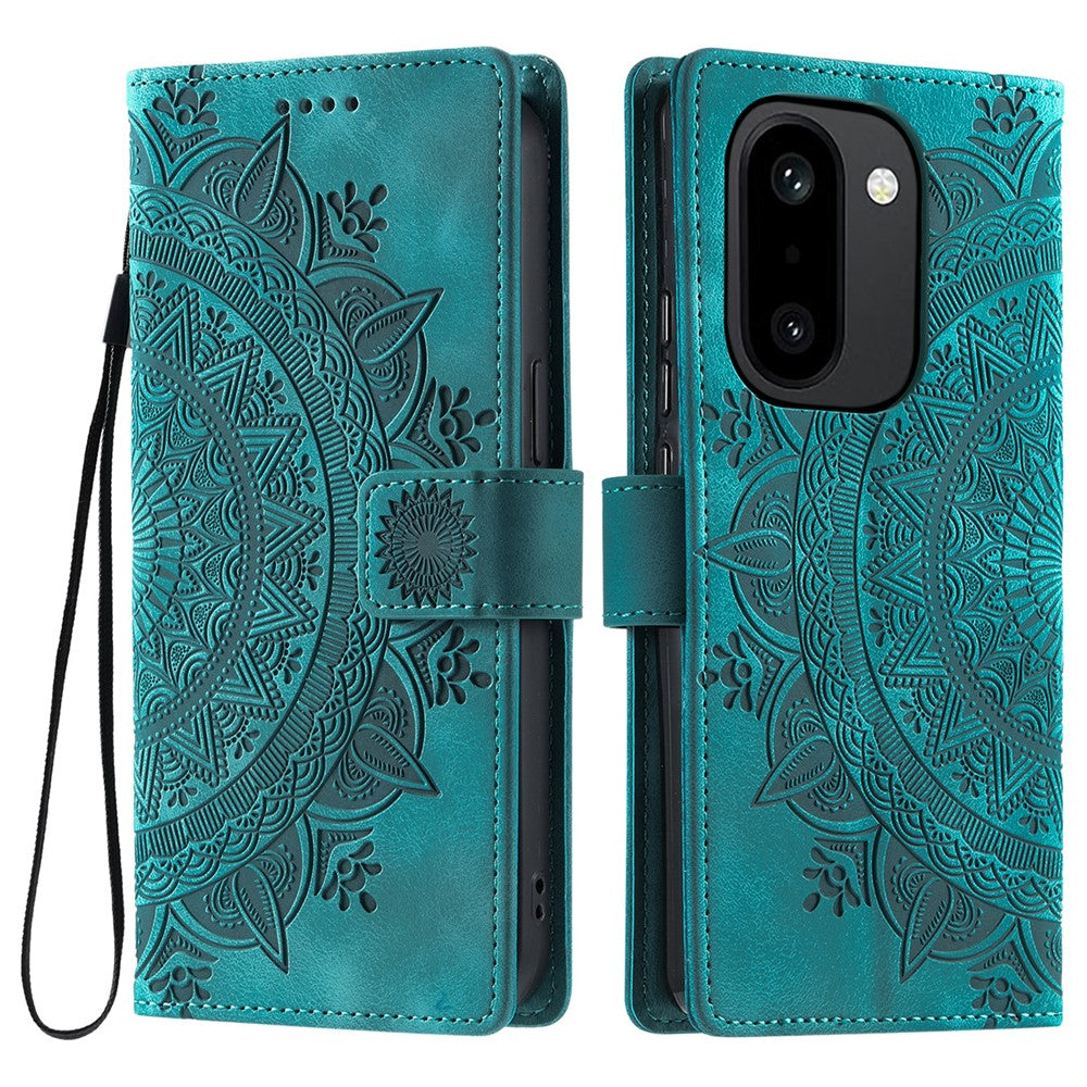 OnePlus 15R 5G-cover med trykt totem-look, læderpung og mobilrem