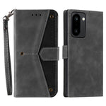 OnePlus 15R 5G Läderfodral Skarvningssömmar Plånboksfodral med handledsrem