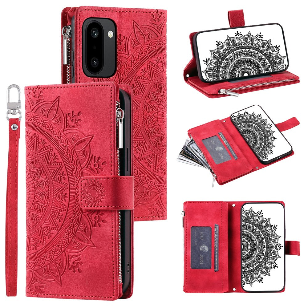 OnePlus 15R 5G Plånboksfodral Mandala Blommönster PU-läder mobilskal med Handledsrem