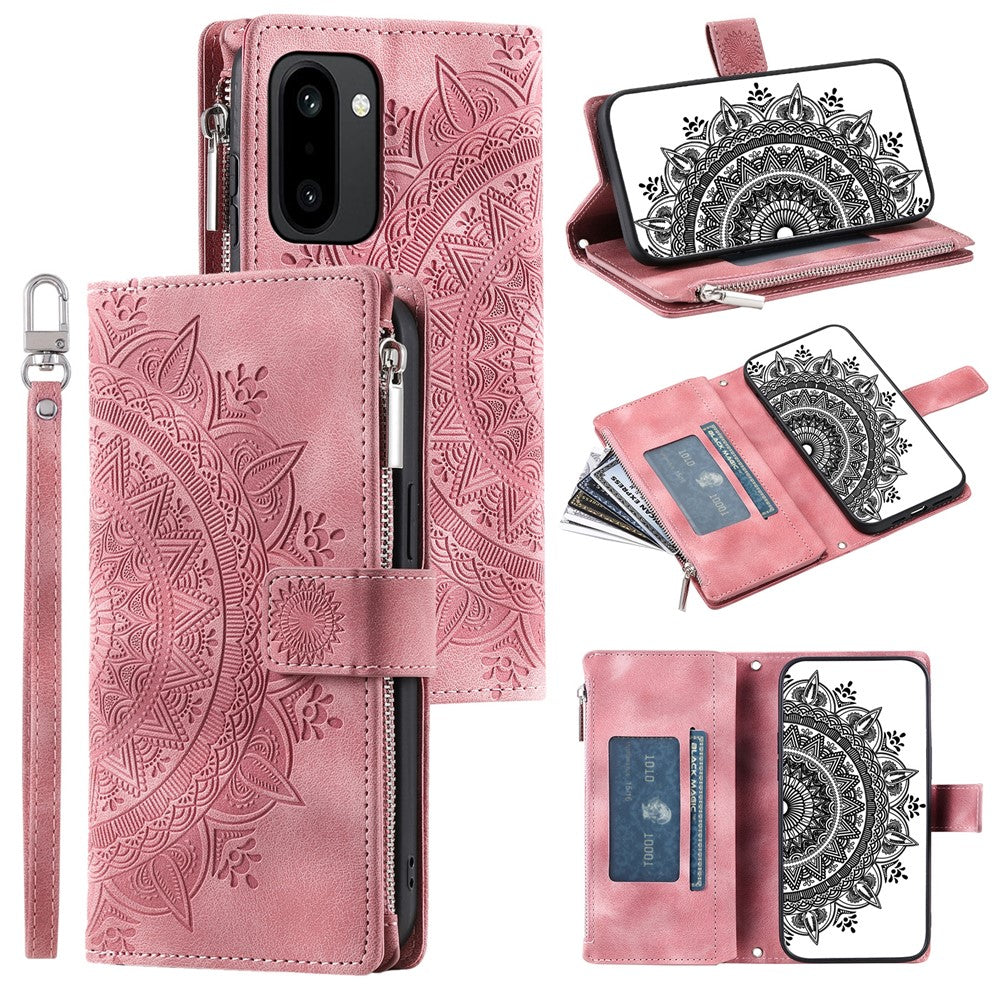 OnePlus 15R 5G Plånboksfodral Mandala Blommönster PU-läder mobilskal med Handledsrem