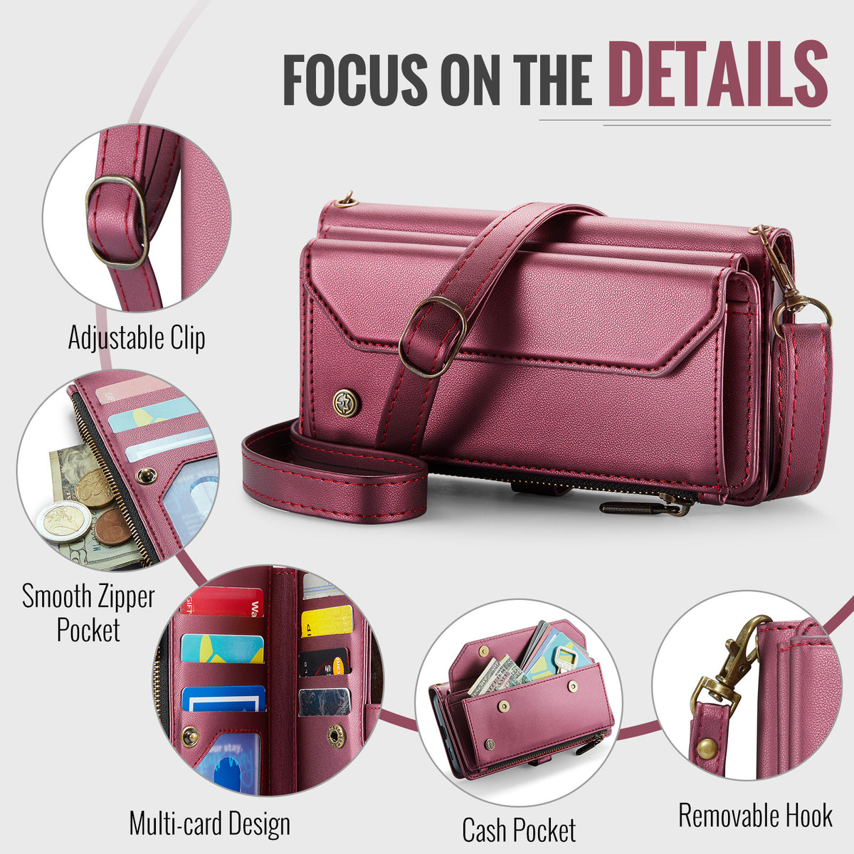 CASEME For Samsung Galaxy S26 Leather Case  C36 Zipper 10 Card Slots Phone Cover with Straps