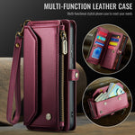 CASEME For Samsung Galaxy S26 Leather Case  C36 Zipper 10 Card Slots Phone Cover with Straps