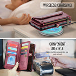 CASEME For Samsung Galaxy S26 Leather Case  C36 Zipper 10 Card Slots Phone Cover with Straps