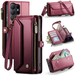 CASEME For Samsung Galaxy S26 Ultra Leather Case C36 Zipper 10 Card Slots Phone Cover with Straps