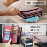 CASEME For Samsung Galaxy S26 Ultra Leather Case C36 Zipper 10 Card Slots Phone Cover with Straps