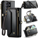 CASEME For Samsung Galaxy S26 Ultra Leather Case C36 Zipper 10 Card Slots Phone Cover with Straps
