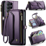 CASEME For Samsung Galaxy S26 Ultra Leather Case C36 Zipper 10 Card Slots Phone Cover with Straps