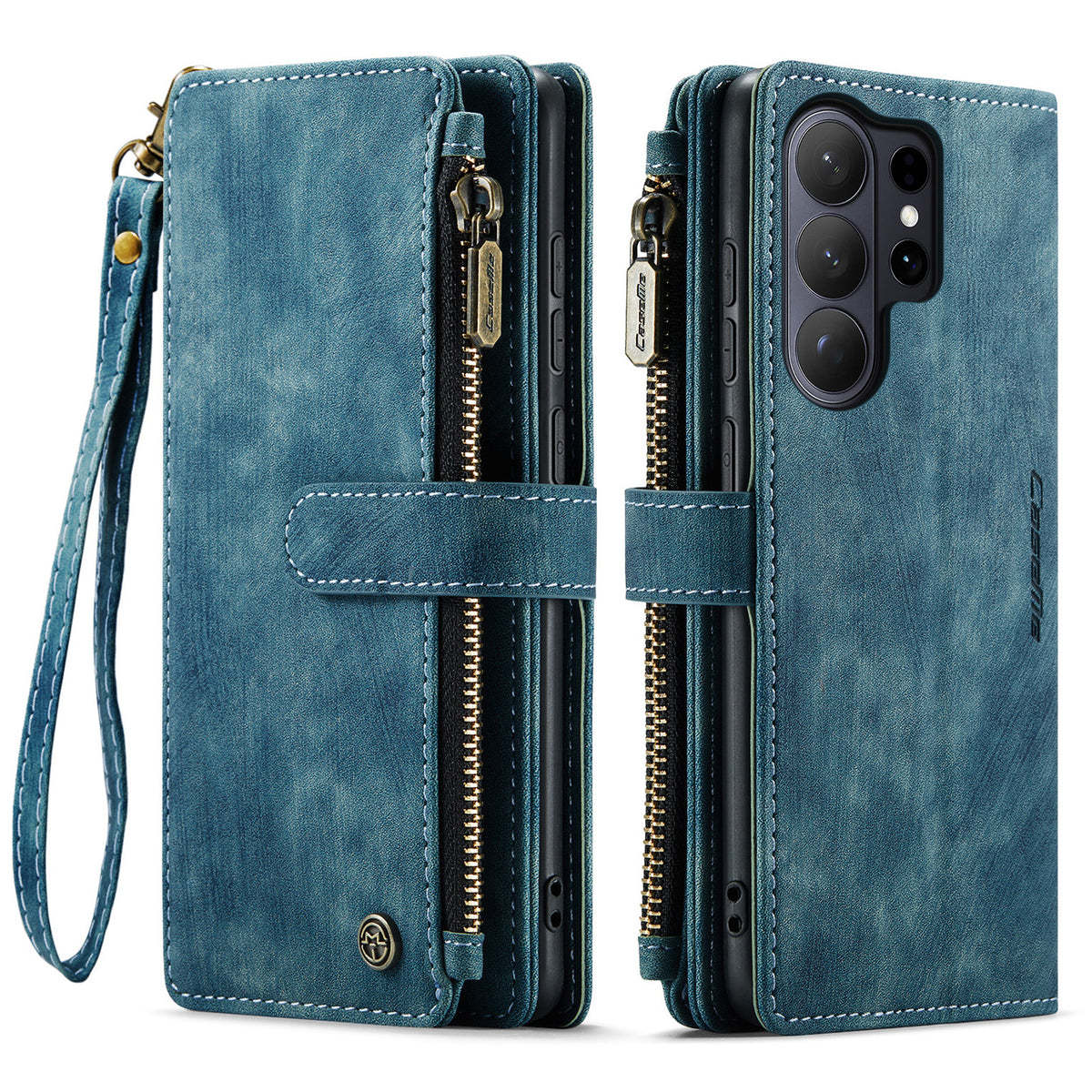 CASEME For Samsung Galaxy S26 Ultra Phone Cases with Strap  C30 Zipper Multiple Card Holder PU Leather Cover