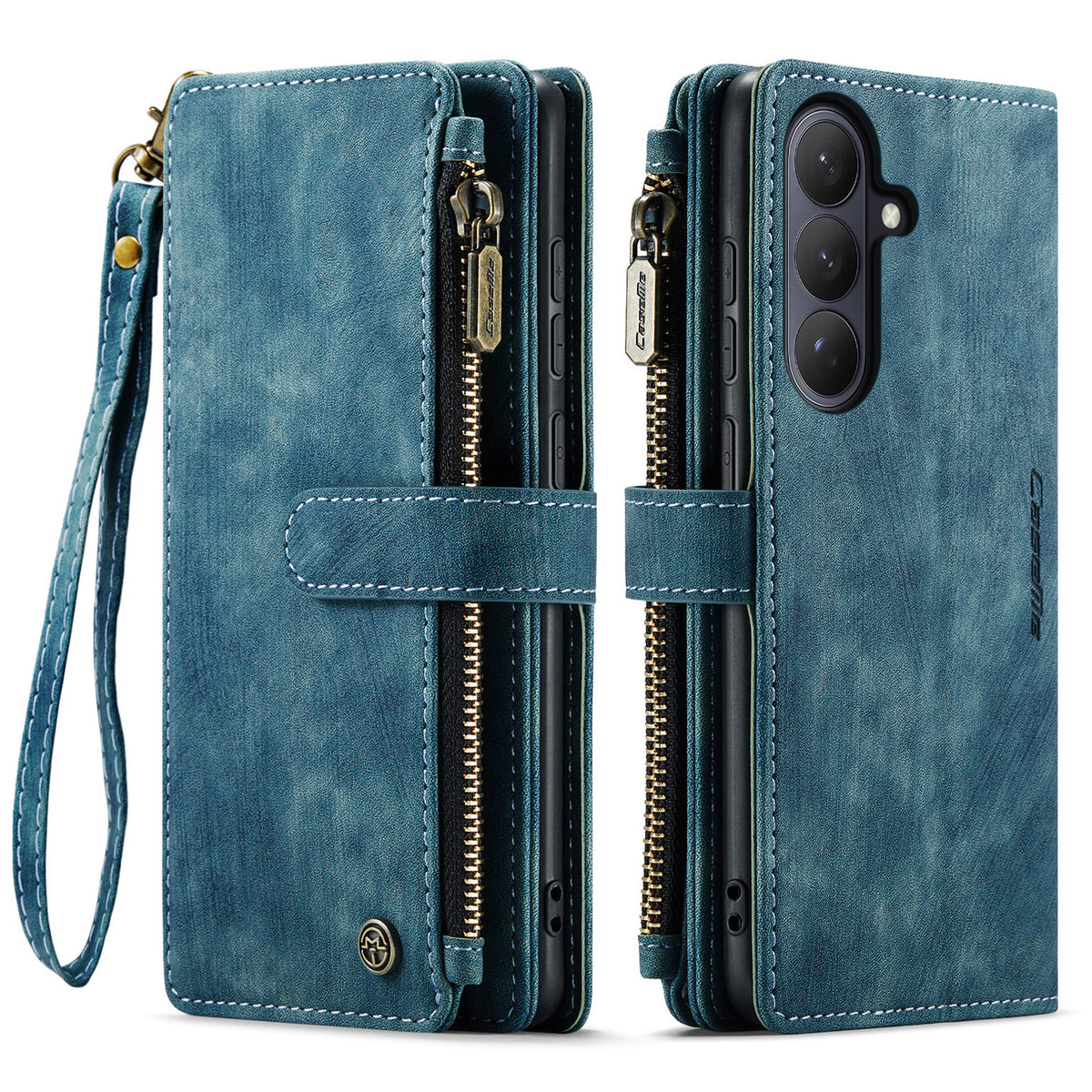 CASEME For Samsung Galaxy S26+ Phone Cases with Strap C30 Zipper Multiple Card Holder PU Leather Cover