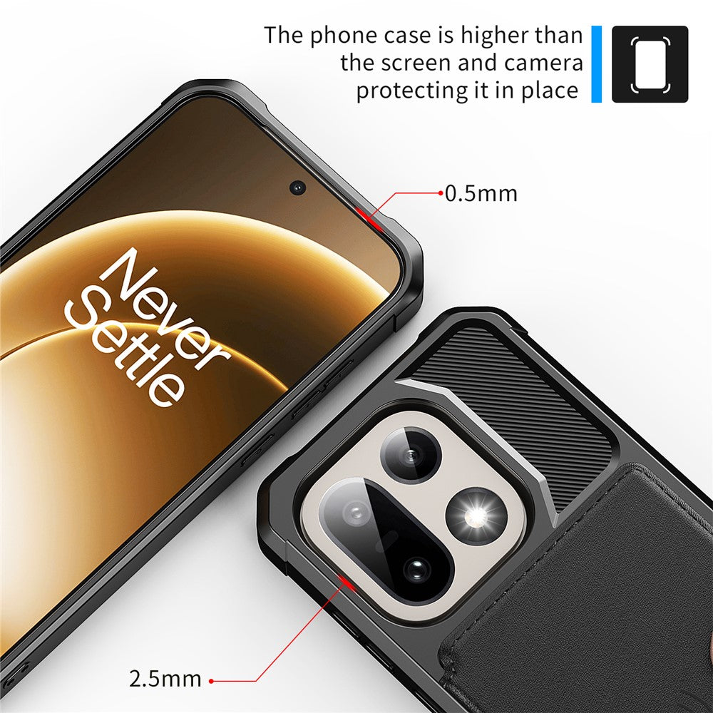 OnePlus 15 5G-skal med korthållare i PU-läder + TPU-baksida