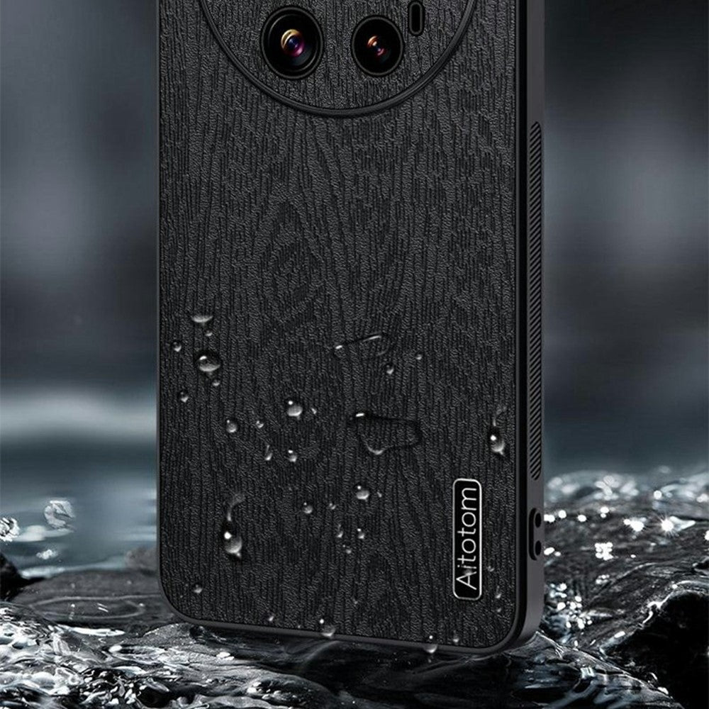 For Xiaomi 17 Ultra 5G Case Wood Texture PU Leather Coated PC TPU Phone Cover