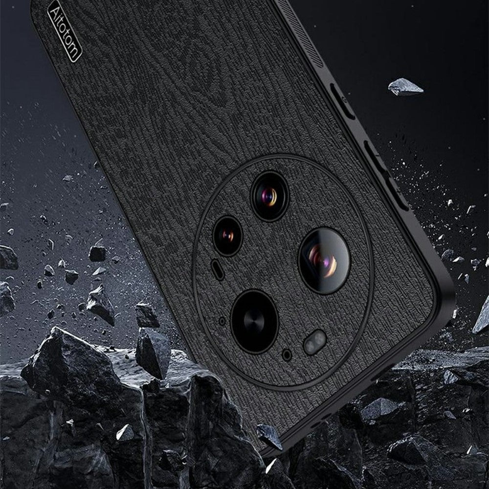For Xiaomi 17 Ultra 5G Case Wood Texture PU Leather Coated PC TPU Phone Cover