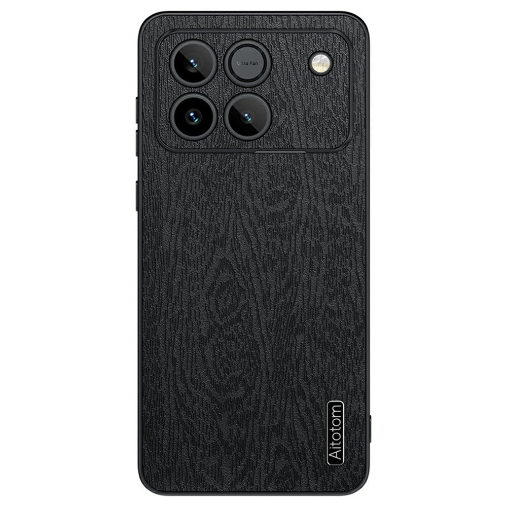 For Honor Win 5G Case Wood Texture PU Leather Coated PC TPU Phone Cover