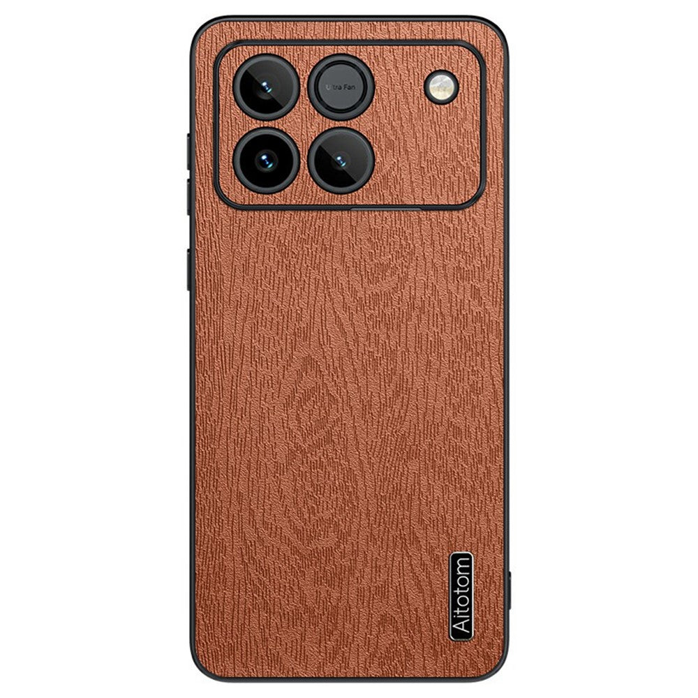 For Honor Win 5G Case Wood Texture PU Leather Coated PC TPU Phone Cover