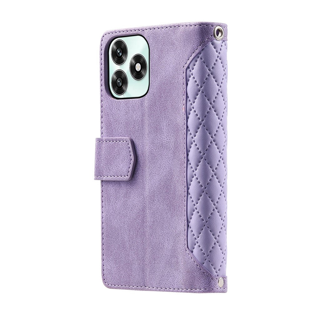 Pungcover til Honor Play10A 4G / X5c Plus 4G / X5c 4G Rhombus syning PU læder telefoncover med håndledsrem