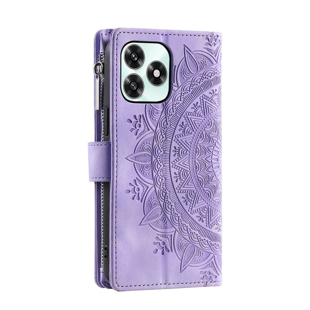 Wallet Case For Honor Play10A 4G  /  X5c Plus 4G  /  X5c 4G Mandala Flower Pattern PU Leather Phone Cover with Wrist Strap
