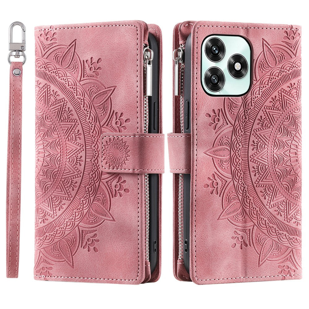 Wallet Case For Honor Play10A 4G / X5c Plus 4G / X5c 4G Mandala Flower Pattern PU Leather Phone Cover with Wrist Strap