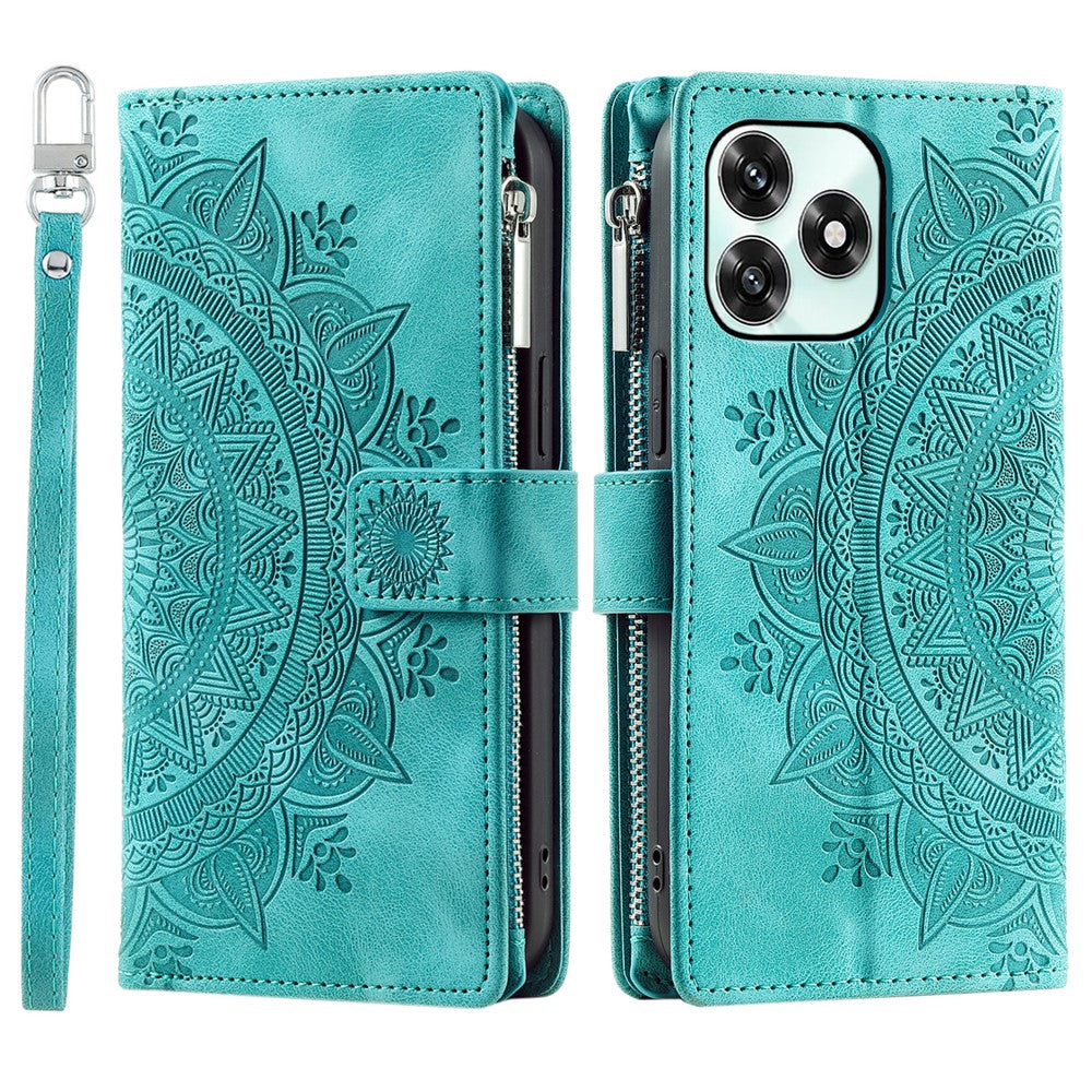 Wallet Case For Honor Play10A 4G  /  X5c Plus 4G  /  X5c 4G Mandala Flower Pattern PU Leather Phone Cover with Wrist Strap